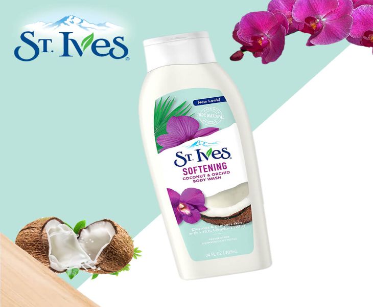 St Ives chứa tinh chất sữa dừa với hoa lan giúp tăng cường độ ẩm cho làn da