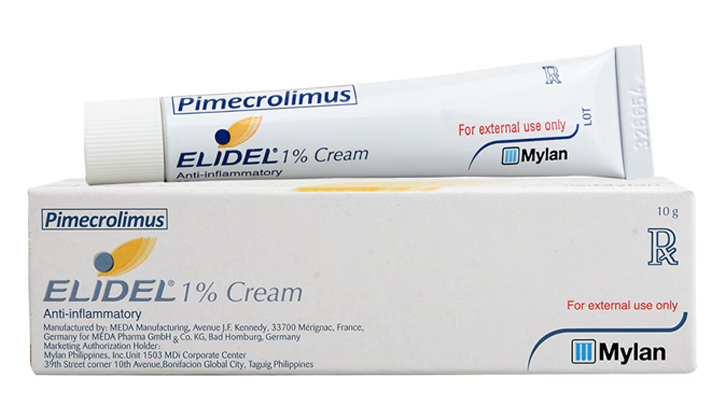 Elidel với hoạt chất Pimecrolimus 1% thường được chỉ định trong điều trị vảy nến, viêm da cơ địa