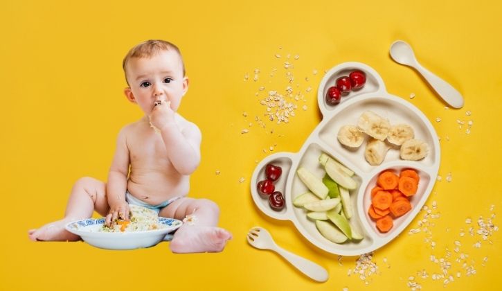 Từ 6 tháng tuổi, bố mẹ nên để ý phối hợp đồ ăn dặm cho con để hạn chế táo bón