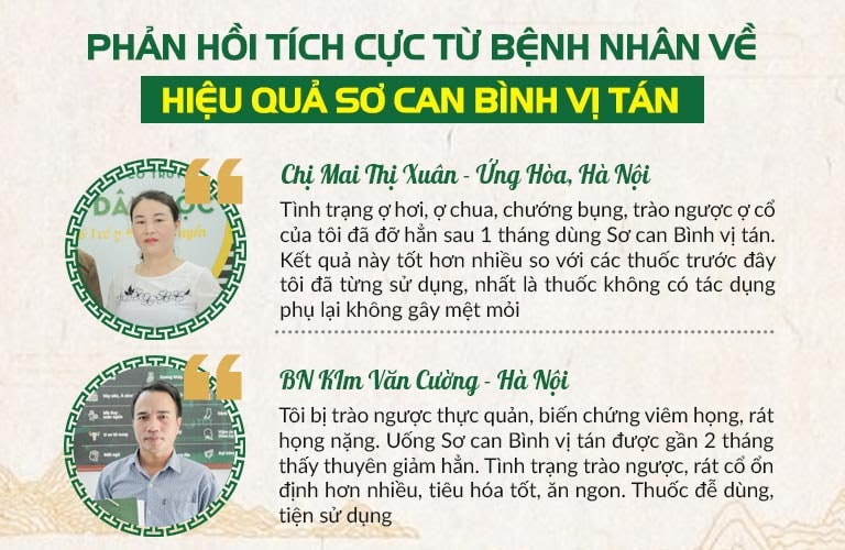 Bệnh nhân phản hồi tích cực về hiệu quả sử dụng Sơ can Bình vị tán thế hệ 2