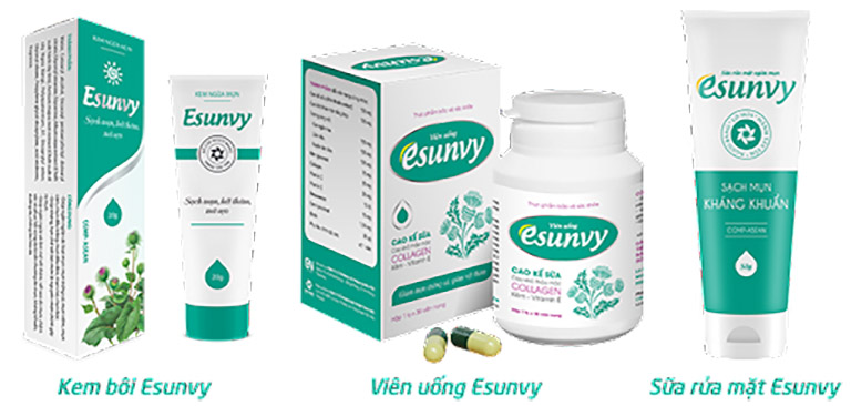 Khi bị mụn, bạn nên dùng cả bộ trị mụn của hãng Esunvy để có thể mang lại hiệu quả tốt nhất