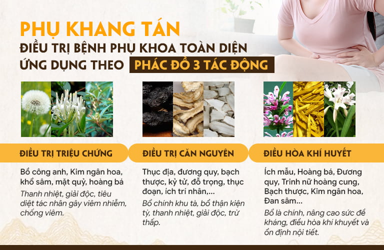 Phác đồ điều trị 3 tác động giúp Phụ Khang Tán xử lý bệnh lạc nội mạc tử cung toàn diện, ngăn ngừa tái phát