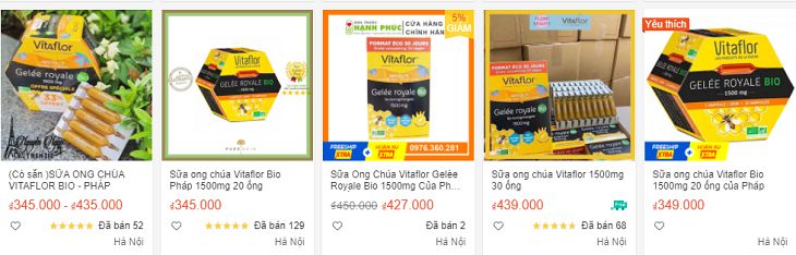 Sữa ong chúa Vitaflor hiện đang được bán trên thị trường với mức giá khác nhau