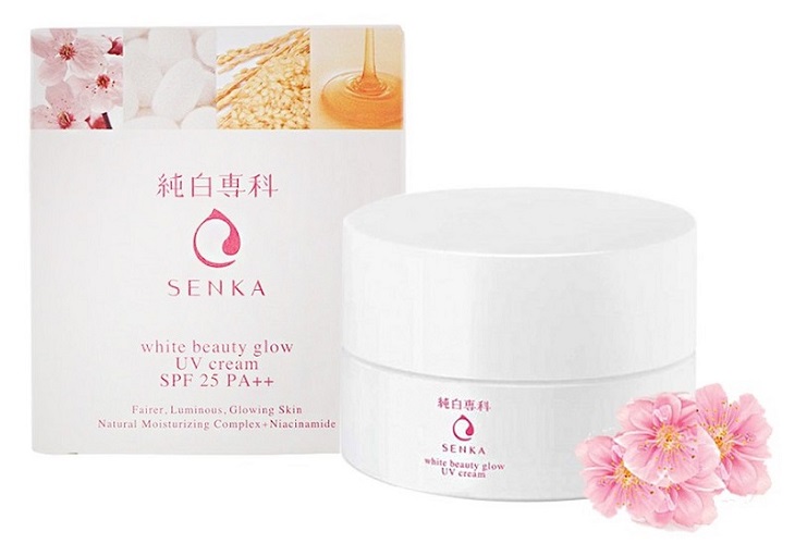 Dòng ủ trắng da mặt của Nhật - Kem ngày Senka White Beauty Glow UV Cream