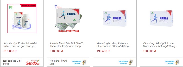 Giá bán Xukoda xương khớp có sự thay đổi giữa các sàn thương mại điện tử