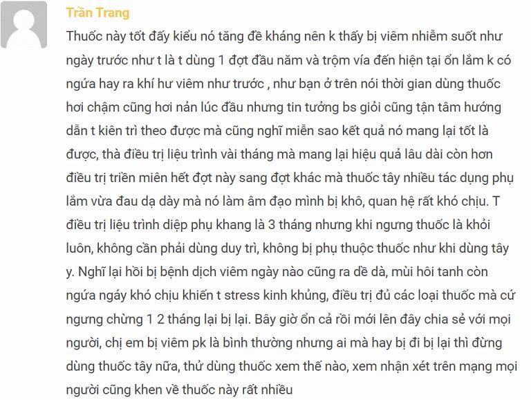 Tài khoản Trần Trang đánh giá